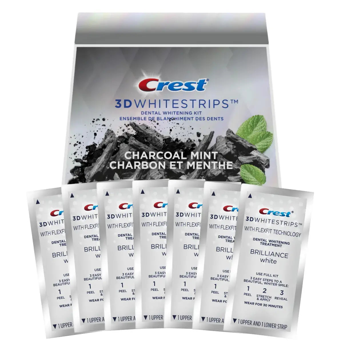 Bieliace Pásiky Crest Brilliance White Charcoal Mint Whitestrips